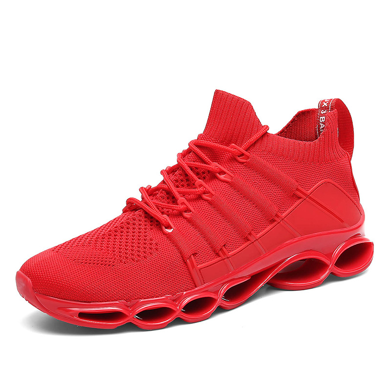 Men’s athletic shoes featuring woven mesh and a modern design