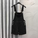 Denim Suspender Pants Women's Loose Straight-leg Edged Wide Leg Shorts