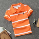 Children's striped cotton polo shirt with a lapel collar – comfortable and stylish design for everyday wear