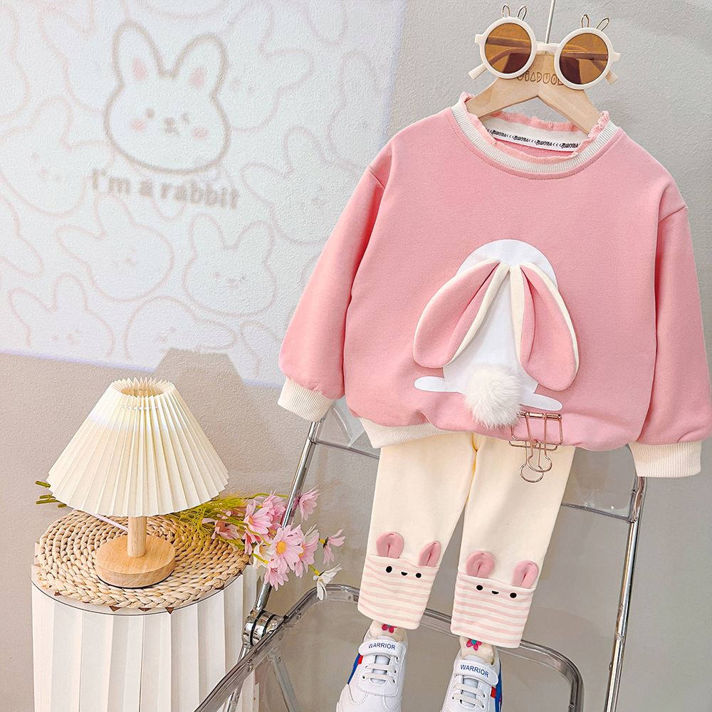 Baby Girl Cute Ears Sweater Cartoon Long Sleeve Leggings Suit