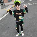 Boys Spring Clothes Suit Printed Sweater Two-piece Set
