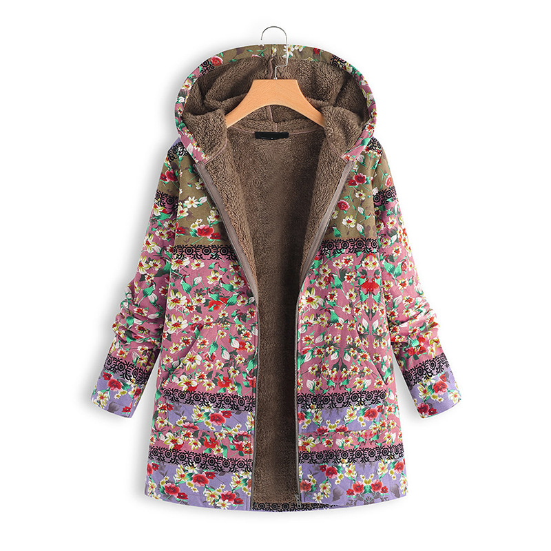 Mid-length printed padded coat