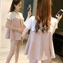 Fashion Striped Loose Top Shorts Maternity Set