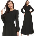 Long Sleeve Round Neck And Bow Belt Long Dress