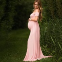 Maternity front Sexy collar mopping long skirt dress