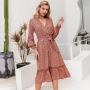 Printed belt ruffle dress