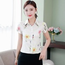 Long-sleeved spring and autumn new women's Korean printed shirt Chiffon shirt Slim slimming bottoming shirt
