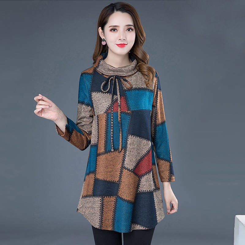 Plus velvet padded wide Mrs T-shirt bottoming shirt