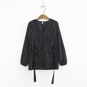 V-neck polka dot streamer long sleeve shirt
