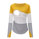 Striped contrast long-sleeved T-shirt breastfeeding