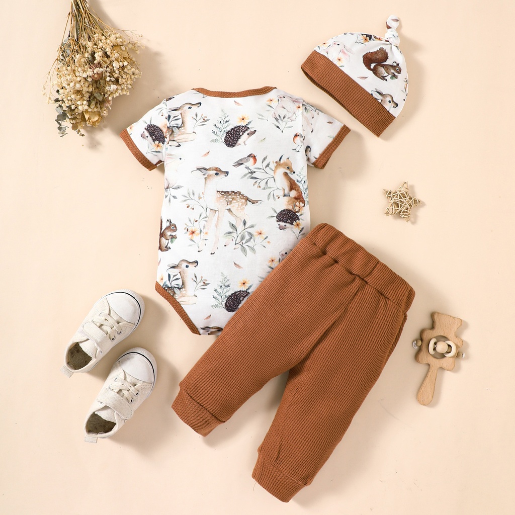 Newborn Short Sleeve Printed Casual Suit