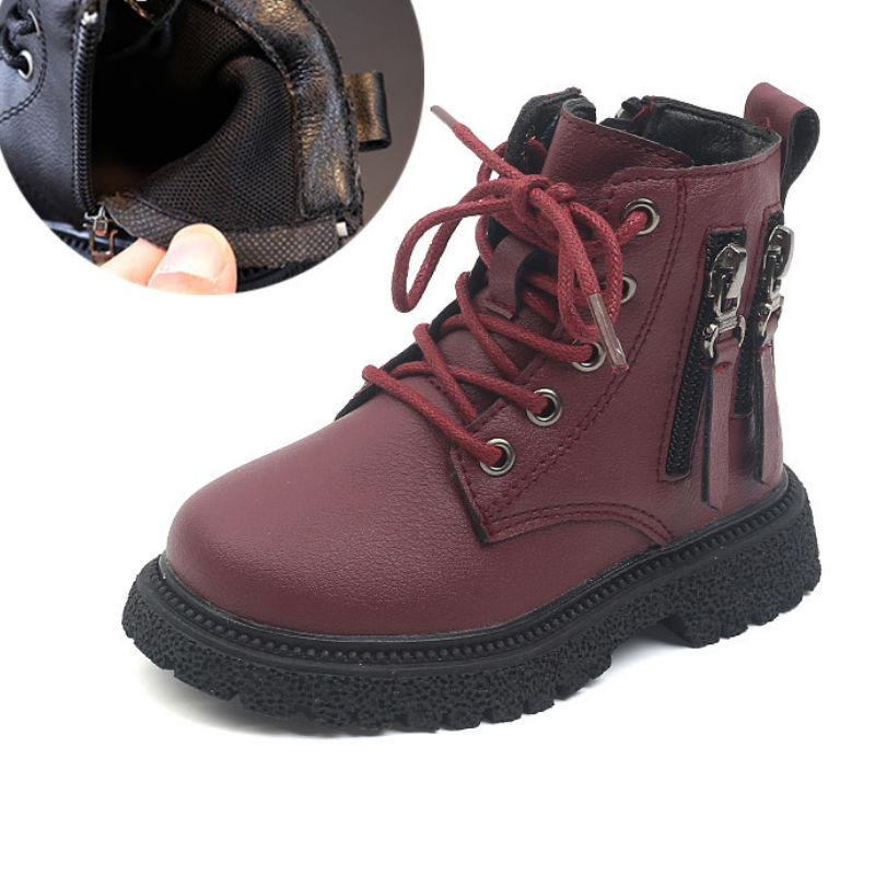 Children Plus Fleece Martin Boots British Style Warm Small Leather Shoes