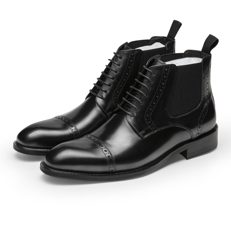 Men's Pointed Toe Retro Martin Boots Top Layer Cowhide
