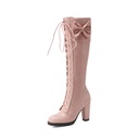 Lolita Bow Lace-up High Leg Boot Single Boots Knight Boots High Heel