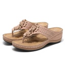 Casual Breathable Round Head Flat Flower Herringbone Sandals