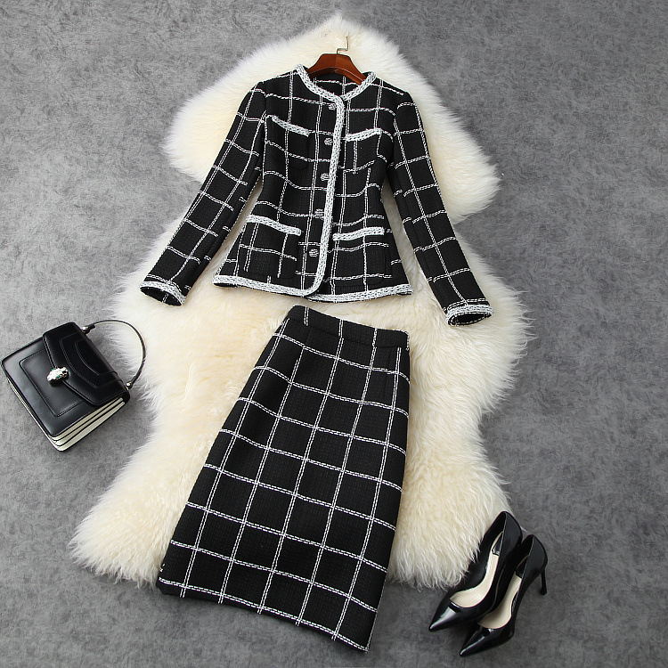 Winter Women's Long-sleeved Single-breasted Plaid Jacket