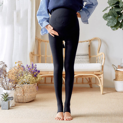 Velvet Maternity Pants Abdomen Support Adjustable Nylon Thermal Pants