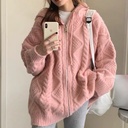 Hooded Knit Cardigan Coat Women's Spring And Autumn Twist Zipper