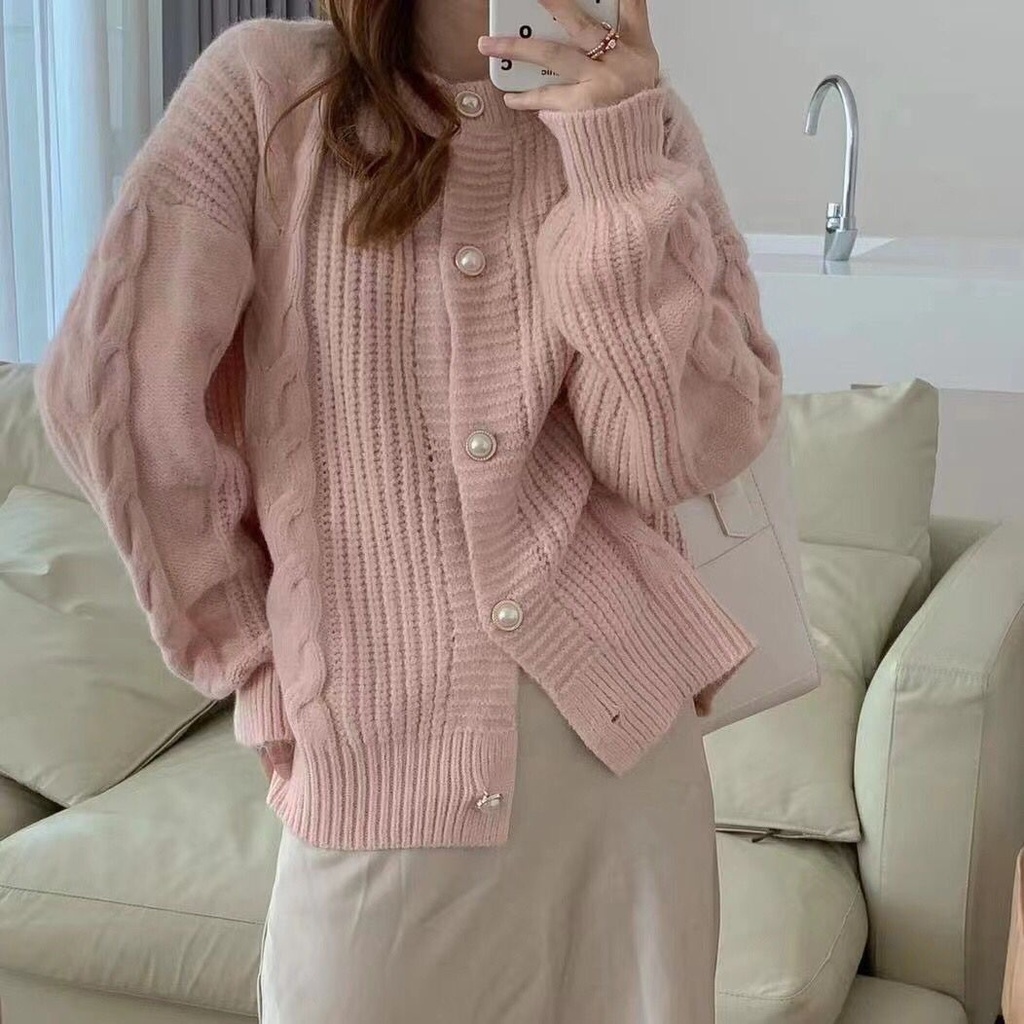 Idle Style Gentle Retro Twist Design Sweater Fashionable Jacket Women