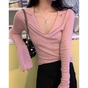 V-neck Sweater Sweater Inner Wear Slimming Long Sleeve Top