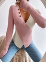 Cross Design Slim Fit Patchwork Knitwear For Women