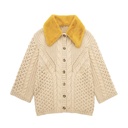 European And American Leisure Eight-strand Knitted Fur Collar Cardigan Jacket