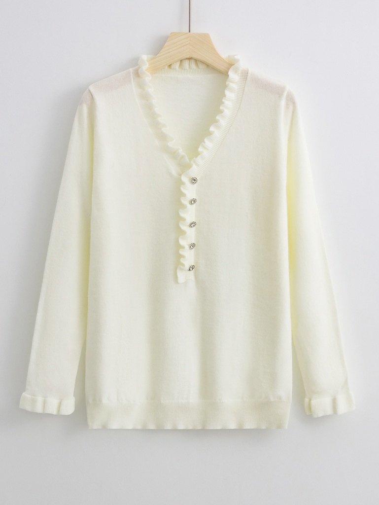 Autumn European And American New Long Sleeve Ruffled Women's Knitwear