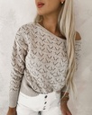 Women's Off-shoulder Hollowed Leisure Long Sleeve Pullover