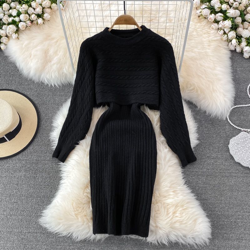 Women's Loose Two-piece Sweater Knitted Dress