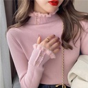 Fashionable Design Single-layer Fleece-lined Thermal Bottoming Shirt Inner Wear Autumn And Winter Half-high Collar Top