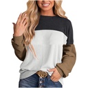 Women's Color Blocking Round Neck Long Sleeved Hoodie