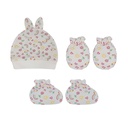 European and American style newborn cap with anti-scratch gloves and foot covers