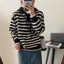 Korean Simple Striped Hooded Sweater