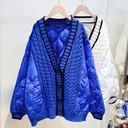 Lazy style thickened V-neck knitted cardigan top
