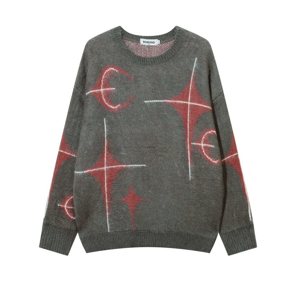 Men's And Women's Same Maychao Jacquard Furry Round Neck Sweater