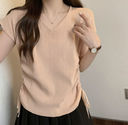 Summer Thin Striped Slim-fit All-matching Short Top For Women