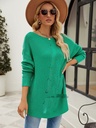 كنزة نسائية محبوكة بلون موحد ونمط الحبال الملتوية.