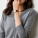Knitted Cardigan Long Sleeve Button V-neck Cropped Sweater Coat