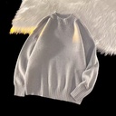 White Half Turtleneck Men's Sweater Loose Casual
