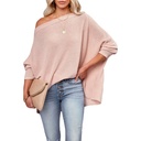 Loose Shoulder Pullover Women's Solid Color Knitted Waffle Shirt