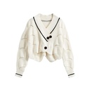 Women's White Knitted Jacket Cardigan Loose All-match