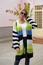 Rainbow Contrast Striped Knit Long Sleeve Cardigan Sweater