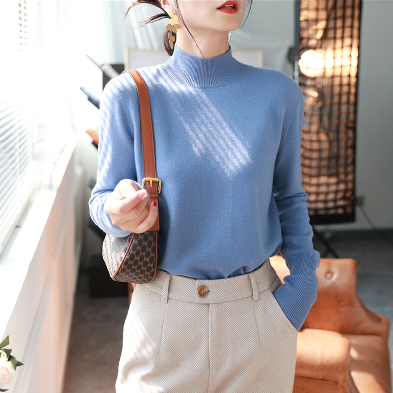 Women's Thick Woolen Sweater With Half High Neck Bottoming Sweater