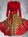 Autumn And Winter Digital Printing Long Sleeve Spaghetti-strap Dress Two-piece Suit