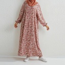 Women's Floral Round Neck Pullover Loose Fashion Robe Skirt