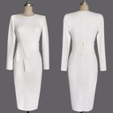 White Long Sleeve Slim Fit Pencil Skirt Women