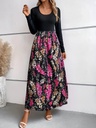 Women's Fashion Flower Multicolor Printing Long Sleeve Dress
