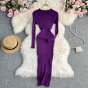 Autumn And Winter Long Sleeve Round Neck Sexy Slim Dress