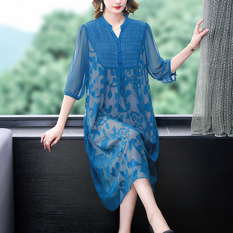 Loose Slimming And Fashionable V-neck Fashion Dress