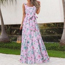 Women's Printed Casual Belt Dress